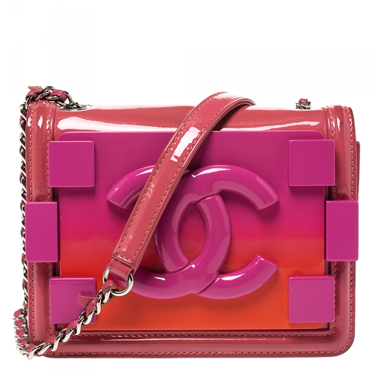 Chanel Pink Patent Leather LEGO Brick Flap Bag