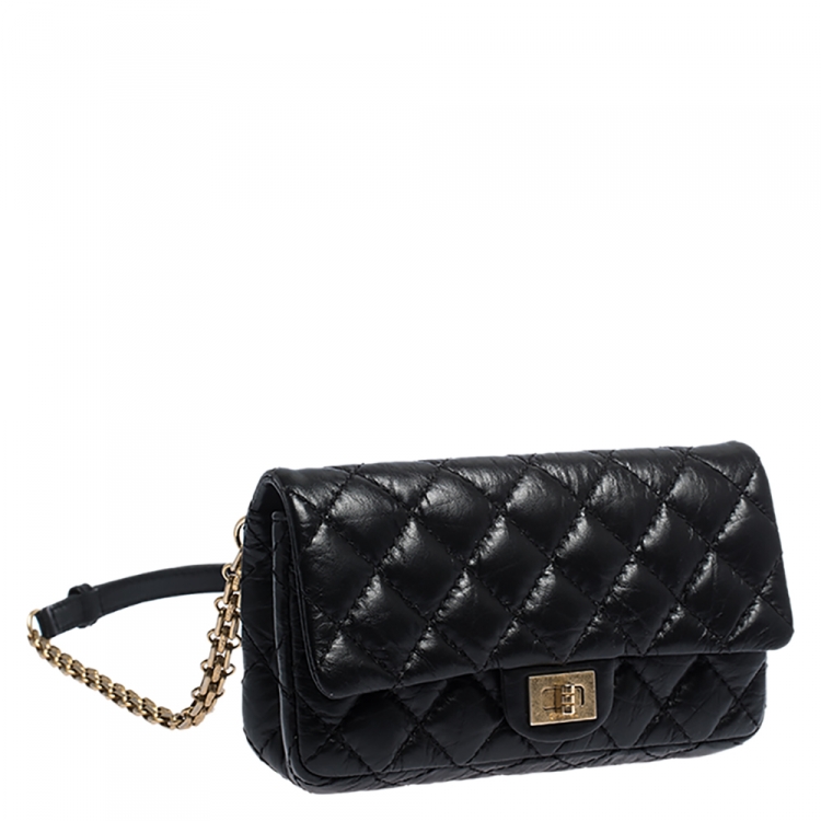 Pre Owned Chanel Black Quilted Leather Reissue 2.55 Belt Bag