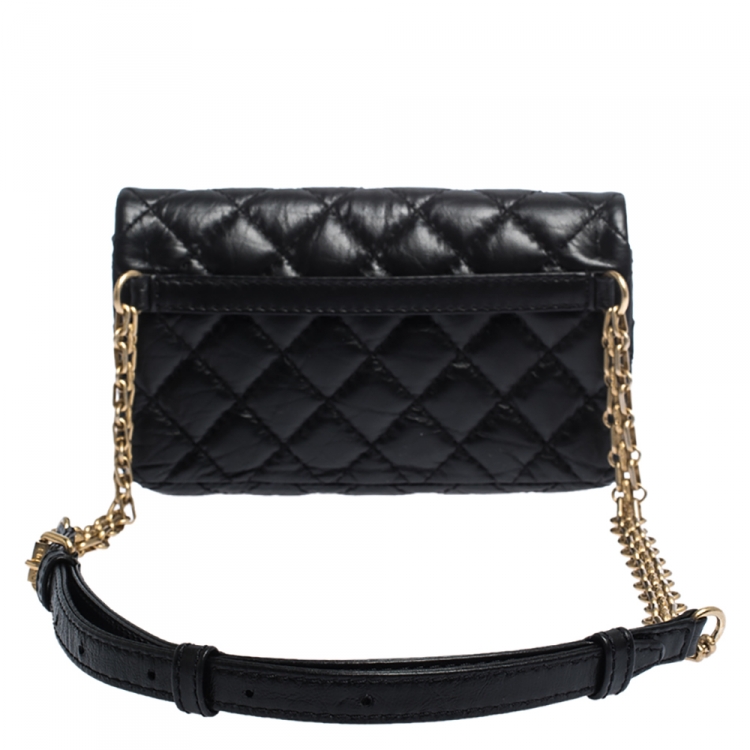 Pre Owned Chanel Black Quilted Leather Reissue 2.55 Belt Bag