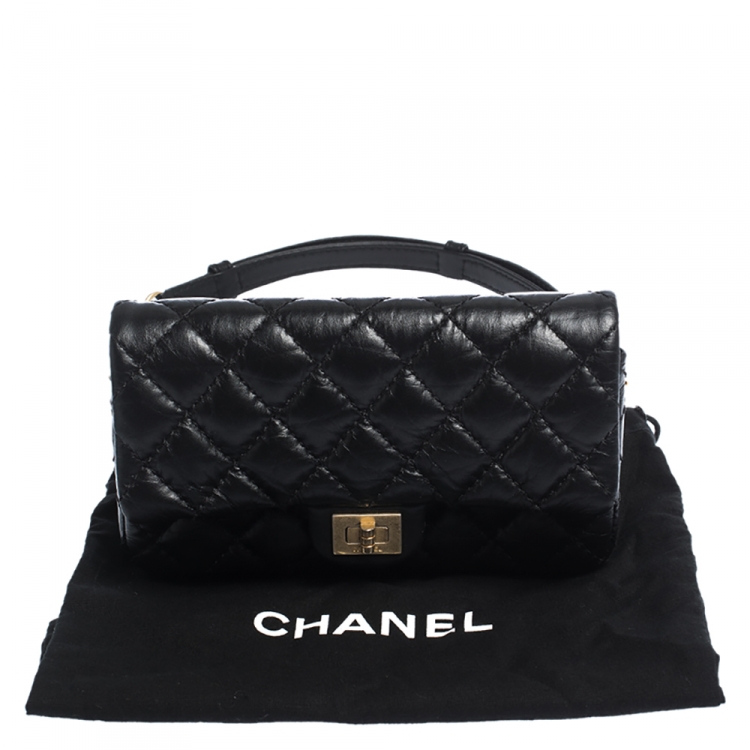 Pre Owned Chanel Black Quilted Leather Reissue 2.55 Belt Bag