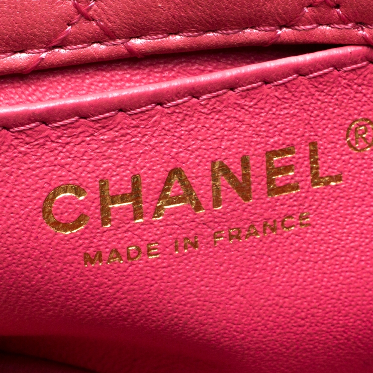Pre Owned Chanel Pink Quilted Leather Jeweled CC Mini Single Flap Bag