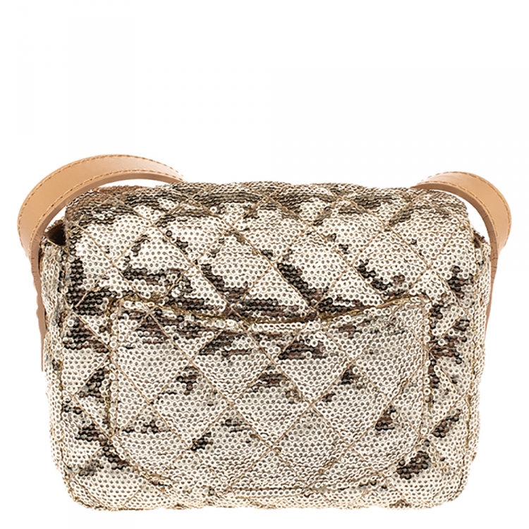 Pre Owned Chanel Metallic Gold Sequin Mini Reissue Bag