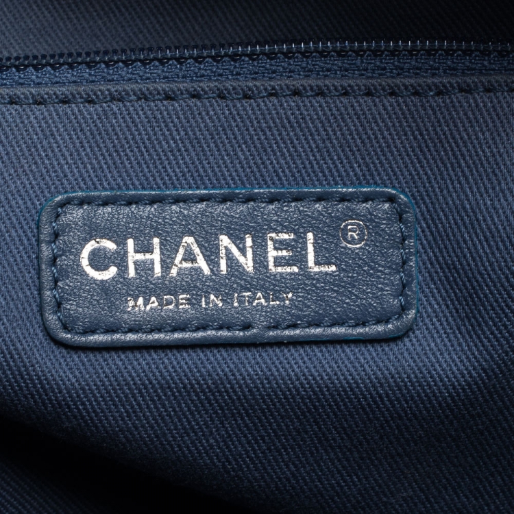 Pre Owned Chanel Blue Denim and Leather Deauville Bowler Bag