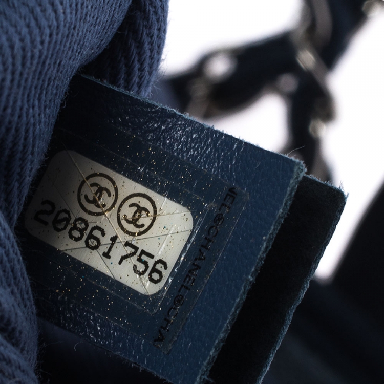 Pre Owned Chanel Blue Denim and Leather Deauville Bowler Bag