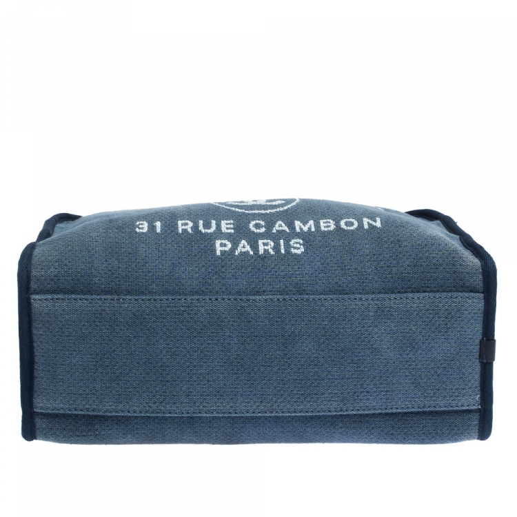 Pre Owned Chanel Blue Denim and Leather Deauville Bowler Bag