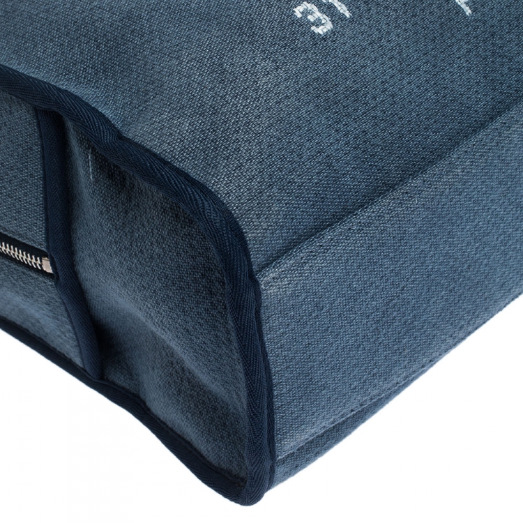 Pre Owned Chanel Blue Denim and Leather Deauville Bowler Bag