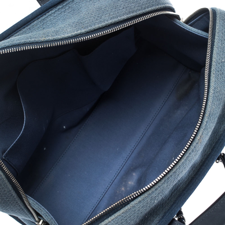 Pre Owned Chanel Blue Denim and Leather Deauville Bowler Bag