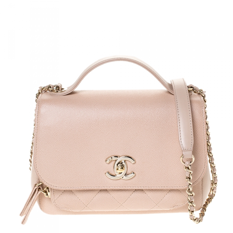 Chanel Beige Caviar Leather Small Business Affinity Flap Shoulder