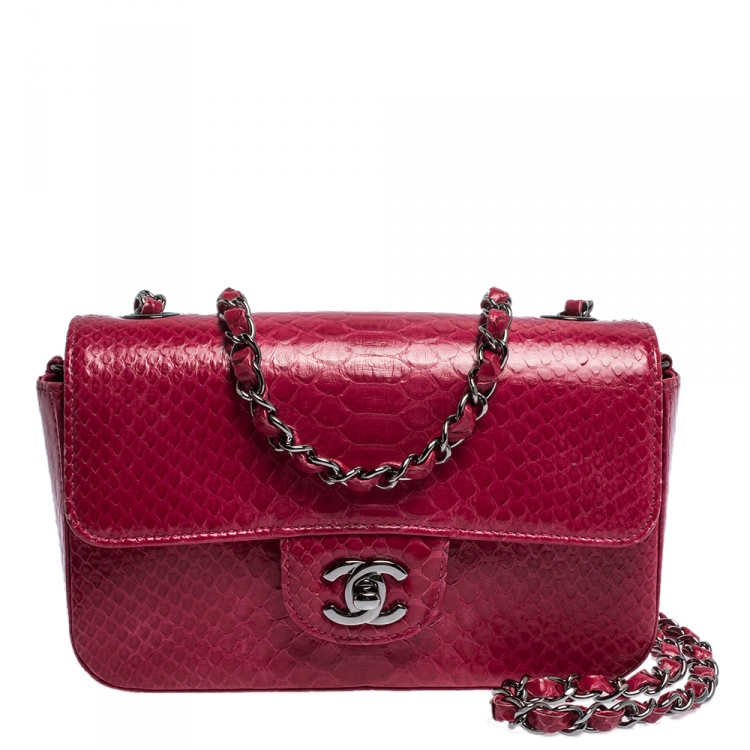Chanel Fuchsia Python Small Classic Single Flap Bag Chanel | The Luxury  Closet
