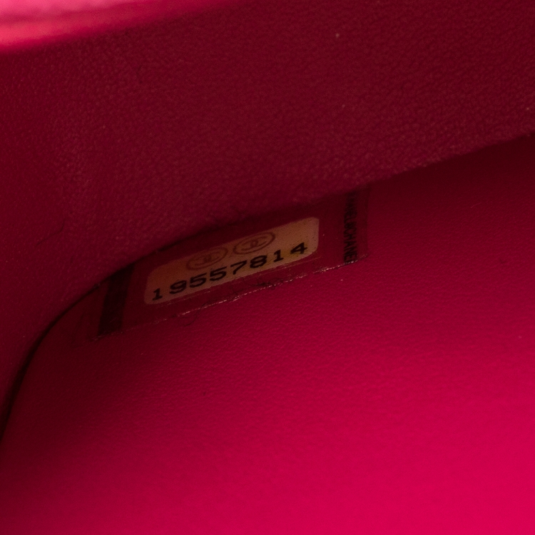 Pre Owned Chanel Fuchsia Python Small Classic Single Flap Bag