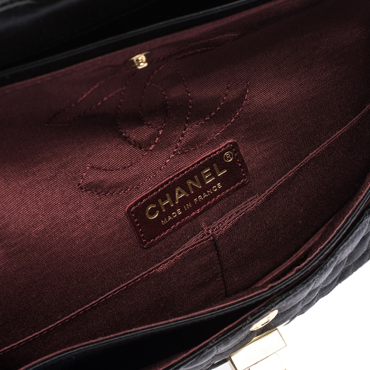Pre Owned Chanel Black Croc Satin Reissue 225 Flap Bag