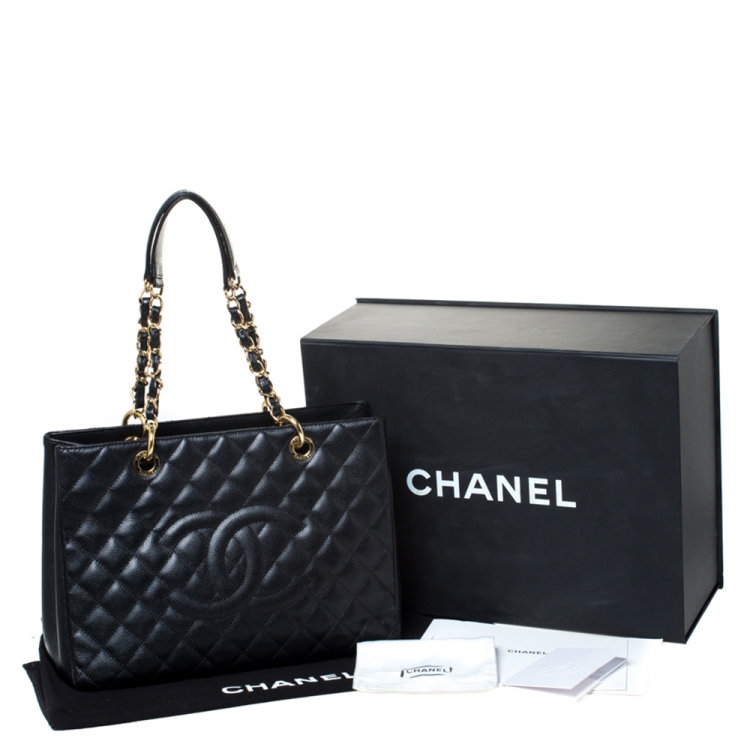 Pre Owned Chanel Black Caviar Leather Grand Shopper Tote