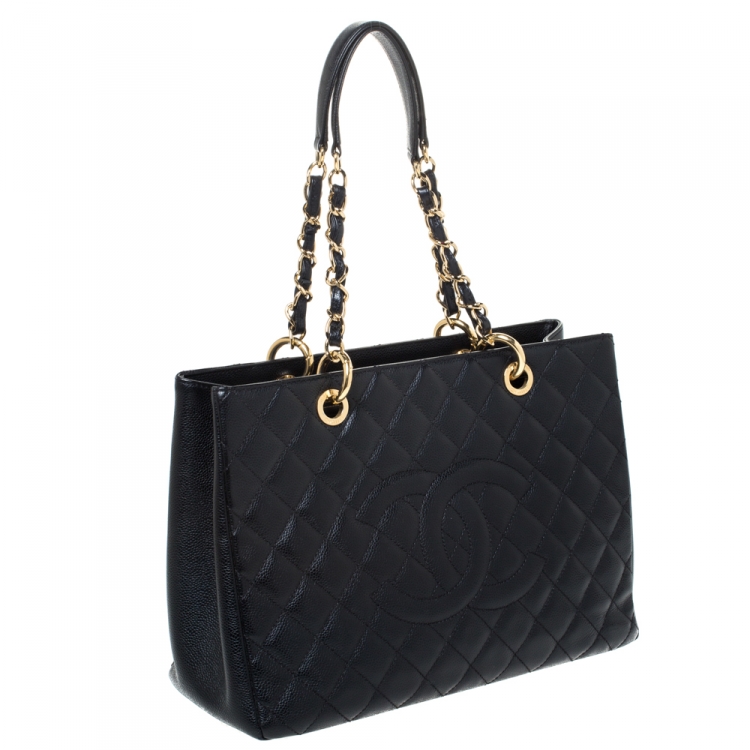 Pre Owned Chanel Black Caviar Leather Grand Shopper Tote