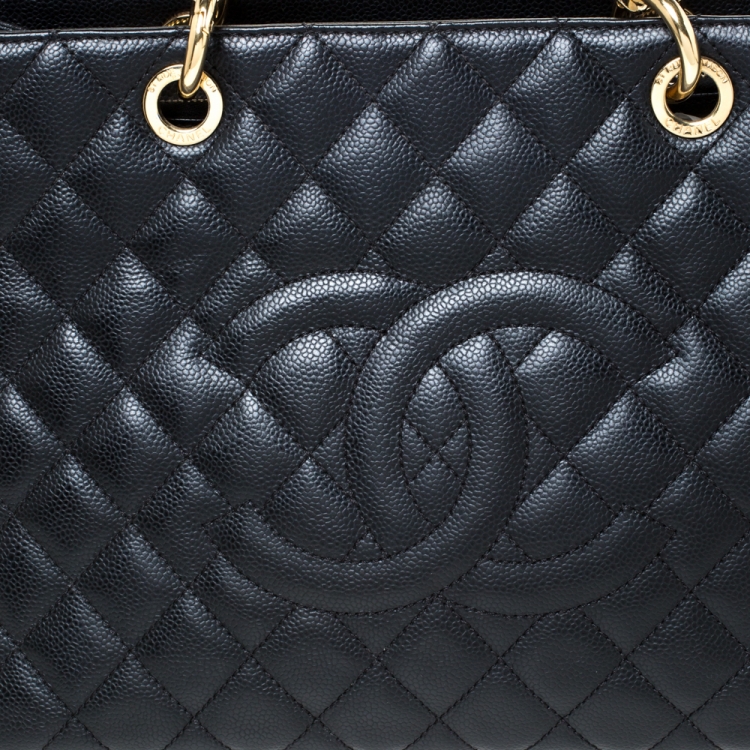 Pre Owned Chanel Black Caviar Leather Grand Shopper Tote