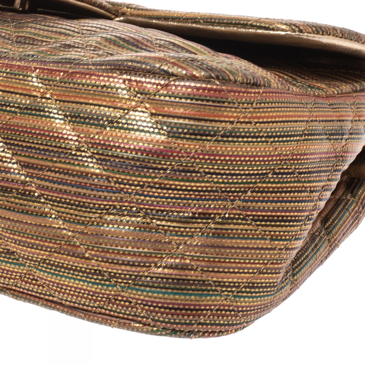 Pre Owned Chanel Multicolor Metallic Leather Classic Single Flap Bag