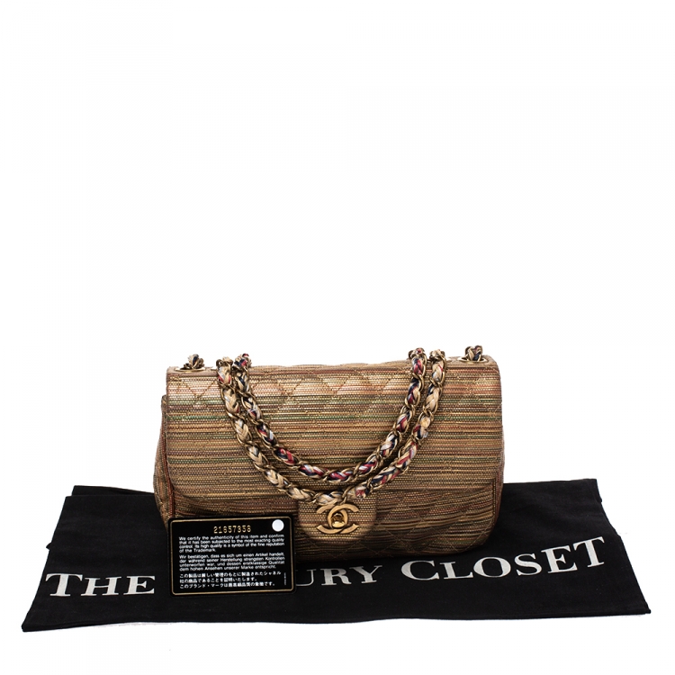 Pre Owned Chanel Multicolor Metallic Leather Classic Single Flap Bag