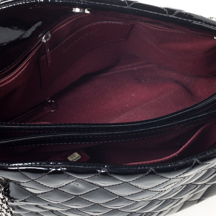Pre Owned Chanel Black Quilted Patent Leather Medium Just Mademoiselle Bowler Bag