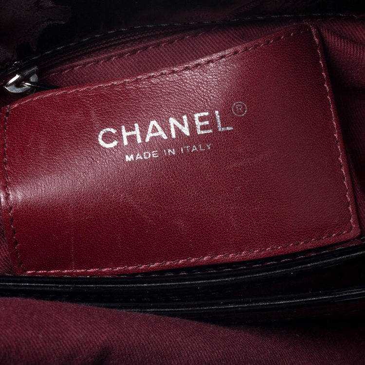 Pre Owned Chanel Black Quilted Patent Leather Medium Just Mademoiselle Bowler Bag