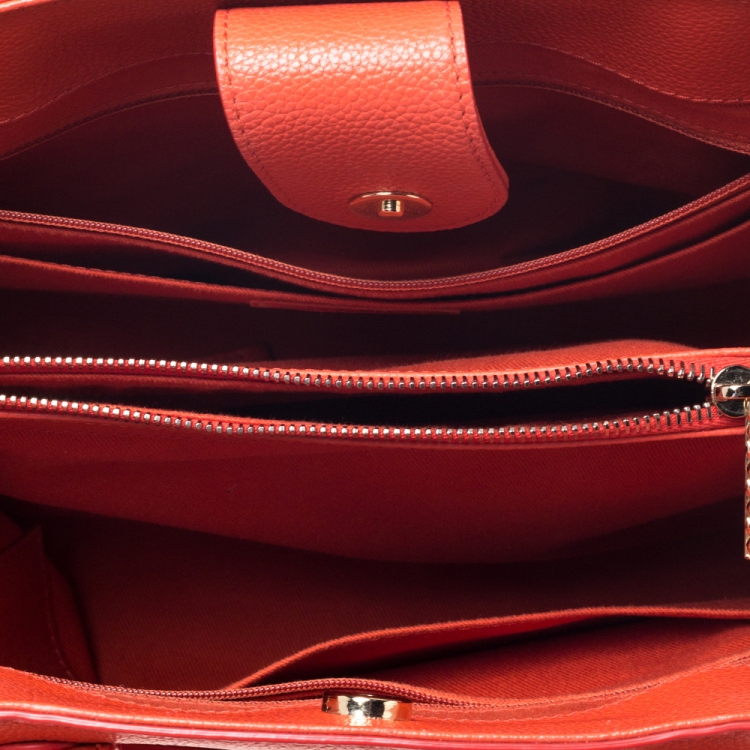 Pre Owned Chanel Orange Leather Small Neo Executive Shopper Tote