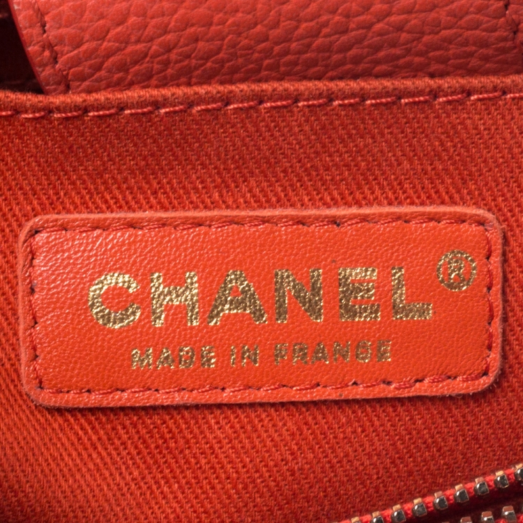 Pre Owned Chanel Orange Leather Small Neo Executive Shopper Tote