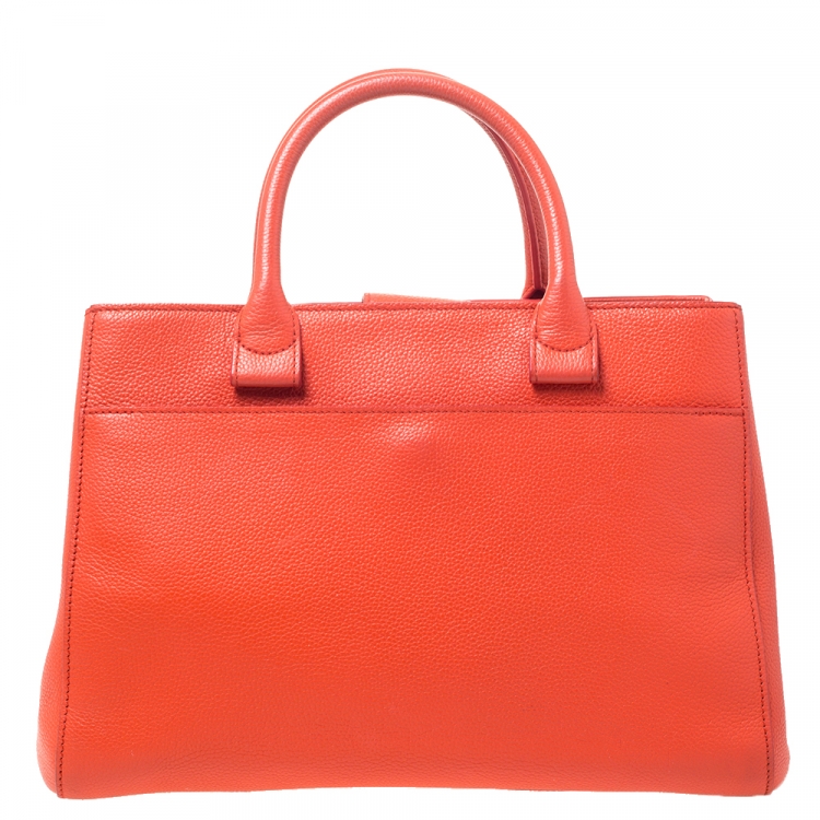 Pre Owned Chanel Orange Leather Small Neo Executive Shopper Tote