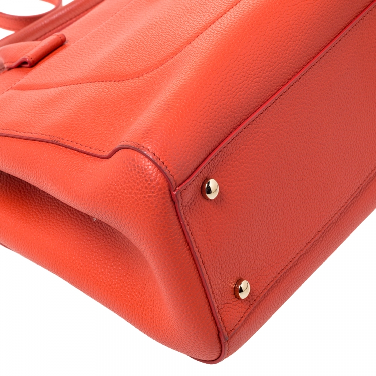 Pre Owned Chanel Orange Leather Small Neo Executive Shopper Tote