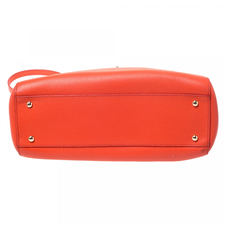 Pre Owned Chanel Orange Leather Small Neo Executive Shopper Tote