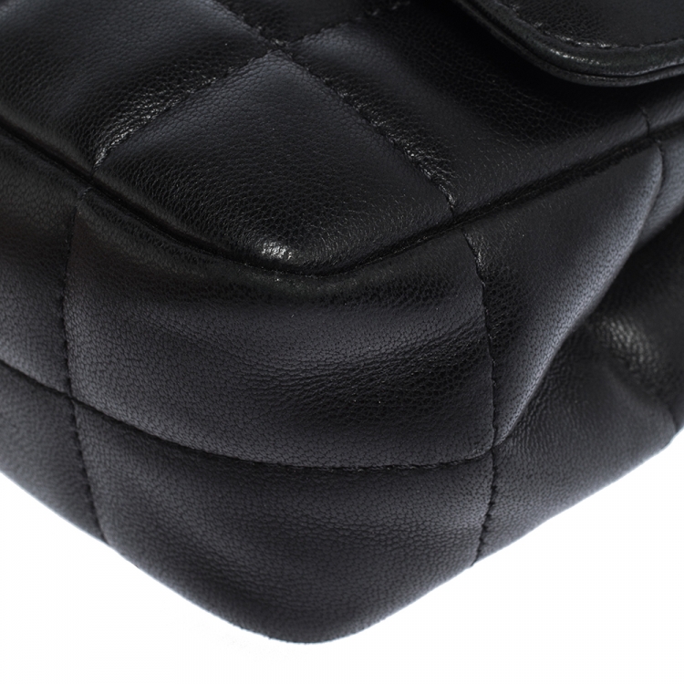 Pre Owned Chanel Black Chocolate Bar Leather Mini Flap Bag