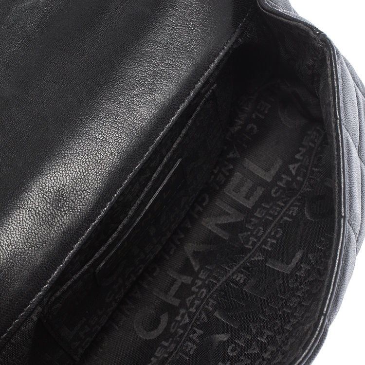 Pre Owned Chanel Black Chocolate Bar Leather Mini Flap Bag