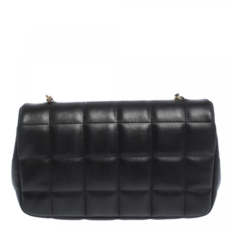 Pre Owned Chanel Black Chocolate Bar Leather Mini Flap Bag