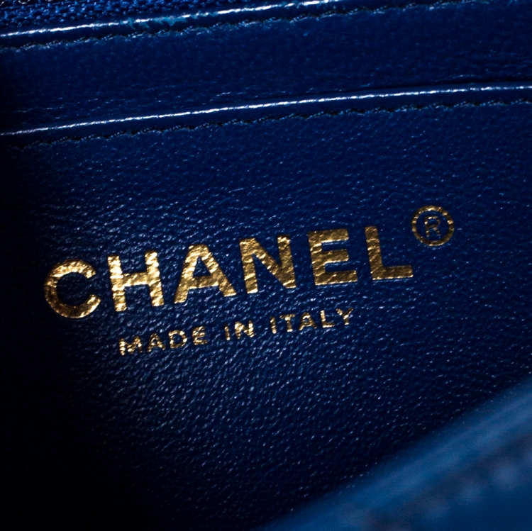 Pre Owned Chanel Blue Quilted Leather New Mini Classic Single Flap Bag