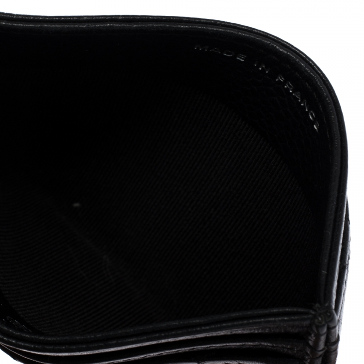 Pre Owned Chanel Black Quilted Caviar Leather CC Card Case