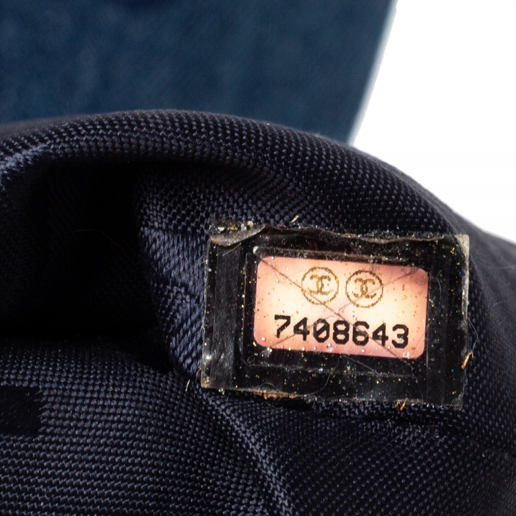 Pre Owned Chanel Blue CC Print Denim Vintage Single Flap Bag