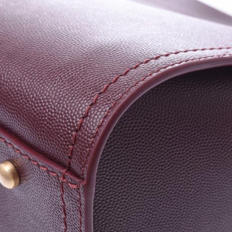 Pre Owned Chanel Bordeaux Leather Deauville Studded Logo Tote Bag