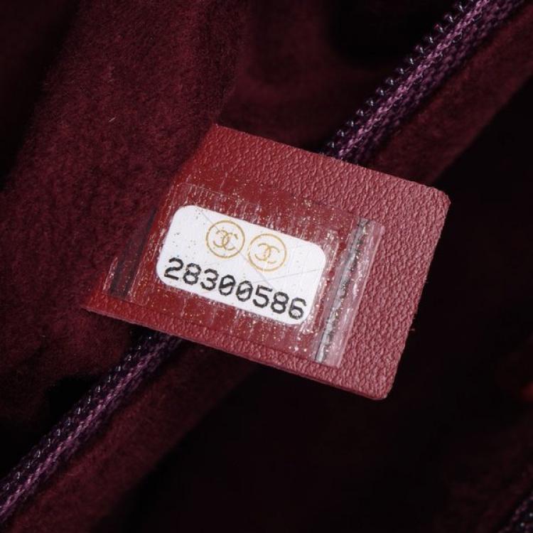 Pre Owned Chanel Bordeaux Leather Deauville Studded Logo Tote Bag