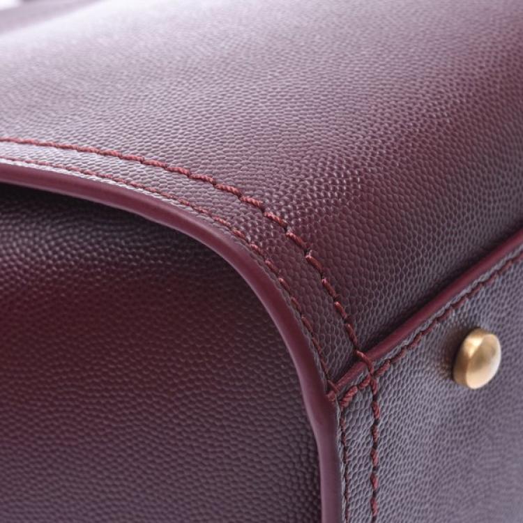 Pre Owned Chanel Bordeaux Leather Deauville Studded Logo Tote Bag
