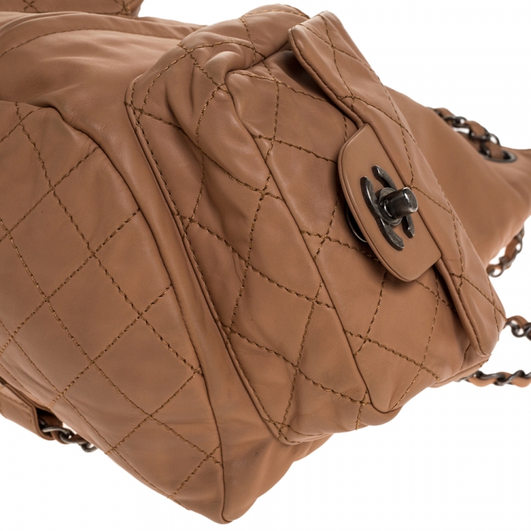 مملوكة مسبقًا Chanel Beige Quilted Leather Small Backpack Is Back Backpack