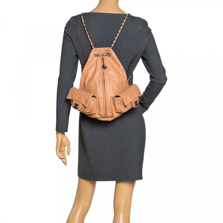 مملوكة مسبقًا Chanel Beige Quilted Leather Small Backpack Is Back Backpack
