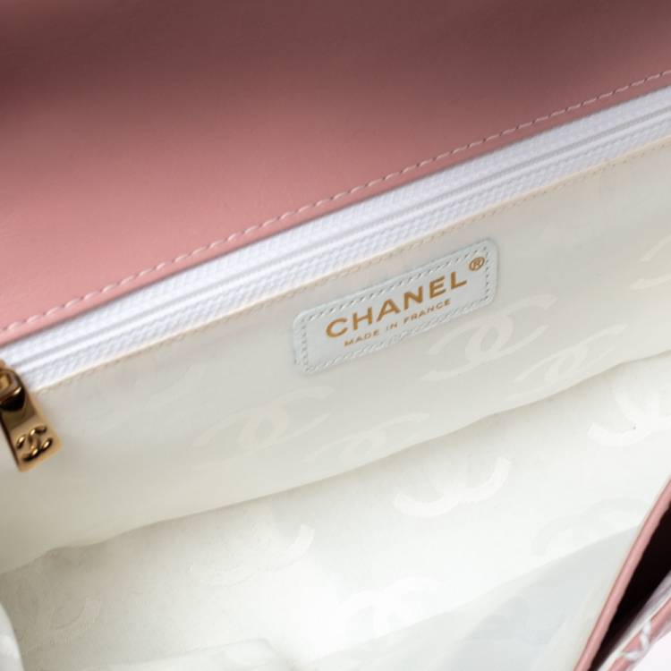 Pre Owned Chanel Pink Wild Stitch Leather Small Flap Top Handle Bag