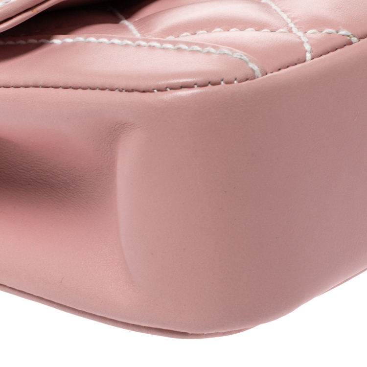 Pre Owned Chanel Pink Wild Stitch Leather Small Flap Top Handle Bag