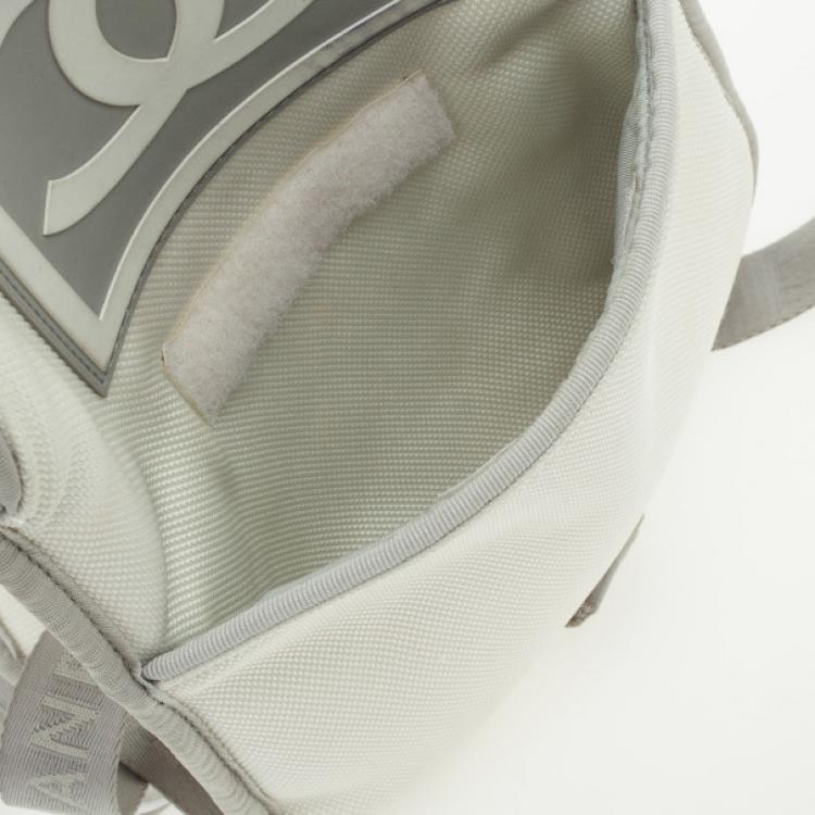 Pre Owned Chanel White Nylon Sport Flat Backpack Bag