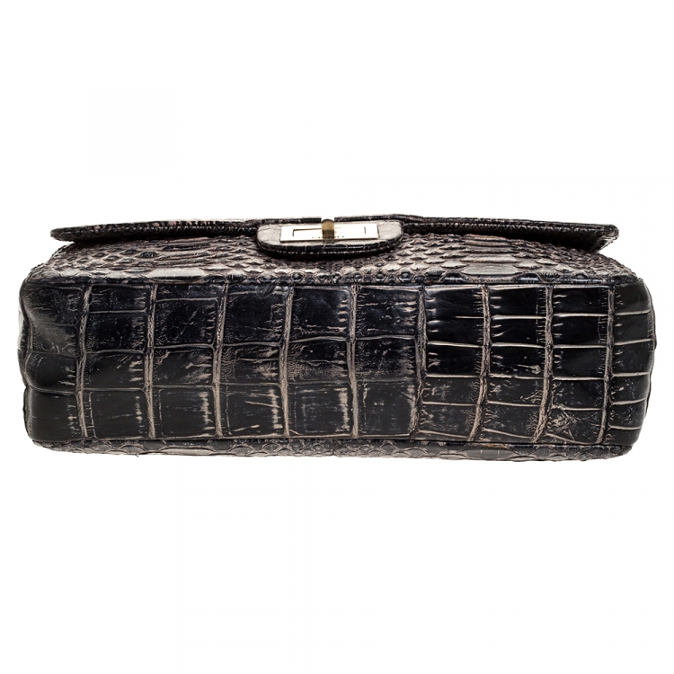 Pre Owned Chanel Black Crocodile and Python 2.55 Reissue Flap Bag