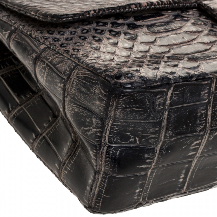 Pre Owned Chanel Black Crocodile and Python 2.55 Reissue Flap Bag