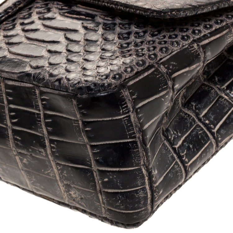 Pre Owned Chanel Black Crocodile and Python 2.55 Reissue Flap Bag