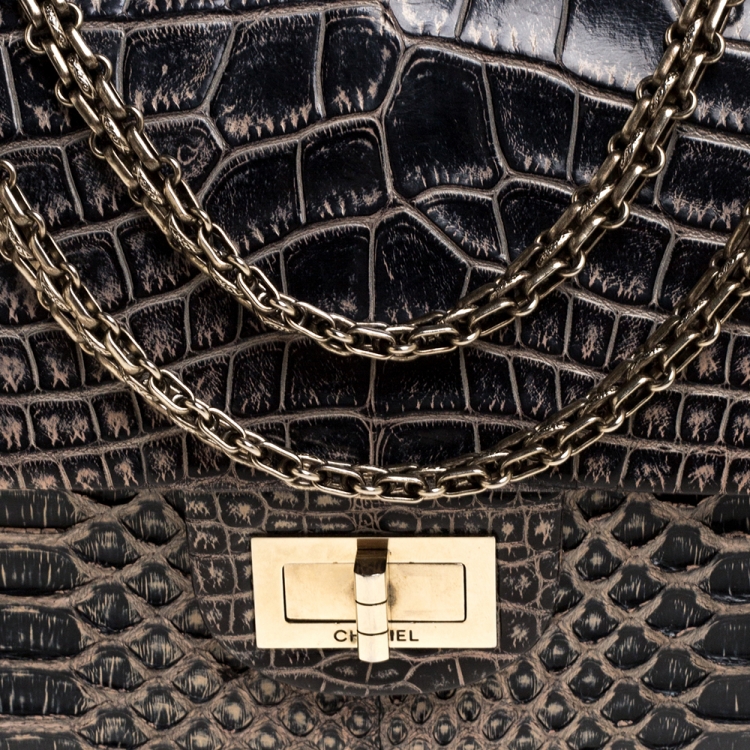 Pre Owned Chanel Black Crocodile and Python 2.55 Reissue Flap Bag