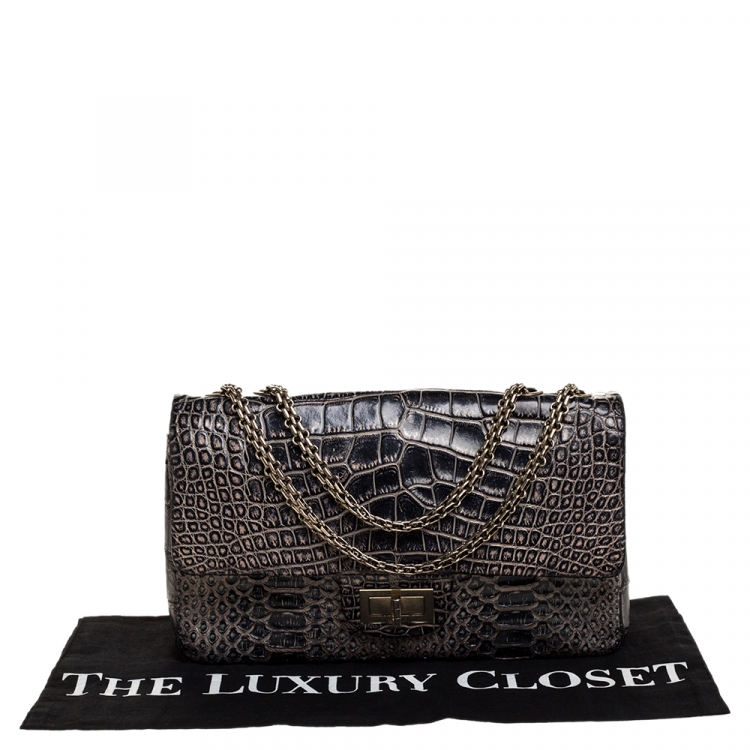 Pre Owned Chanel Black Crocodile and Python 2.55 Reissue Flap Bag