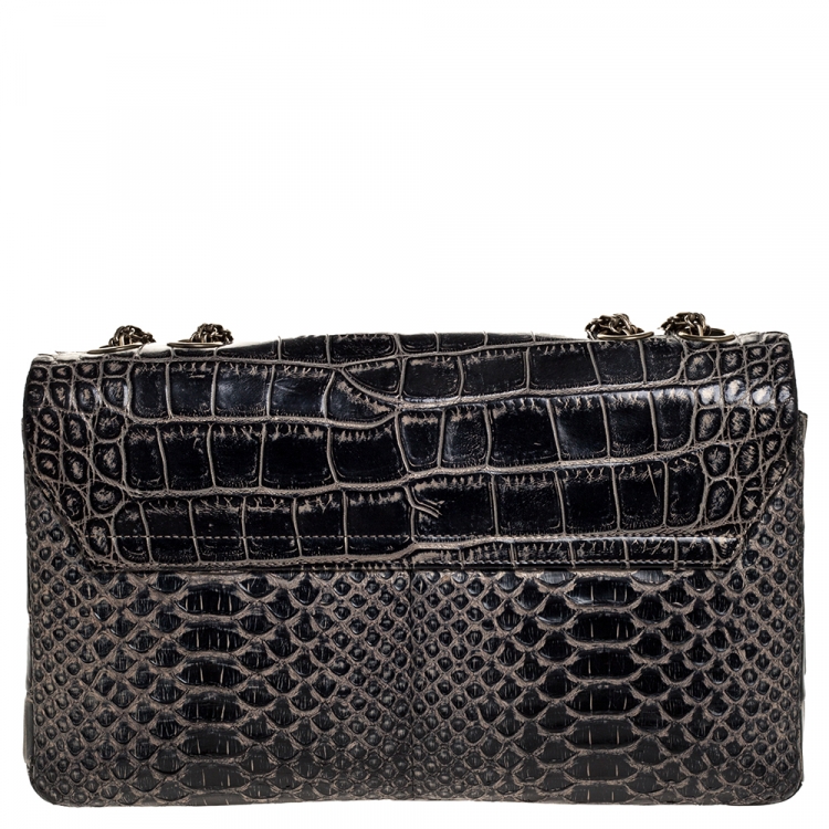 Pre Owned Chanel Black Crocodile and Python 2.55 Reissue Flap Bag