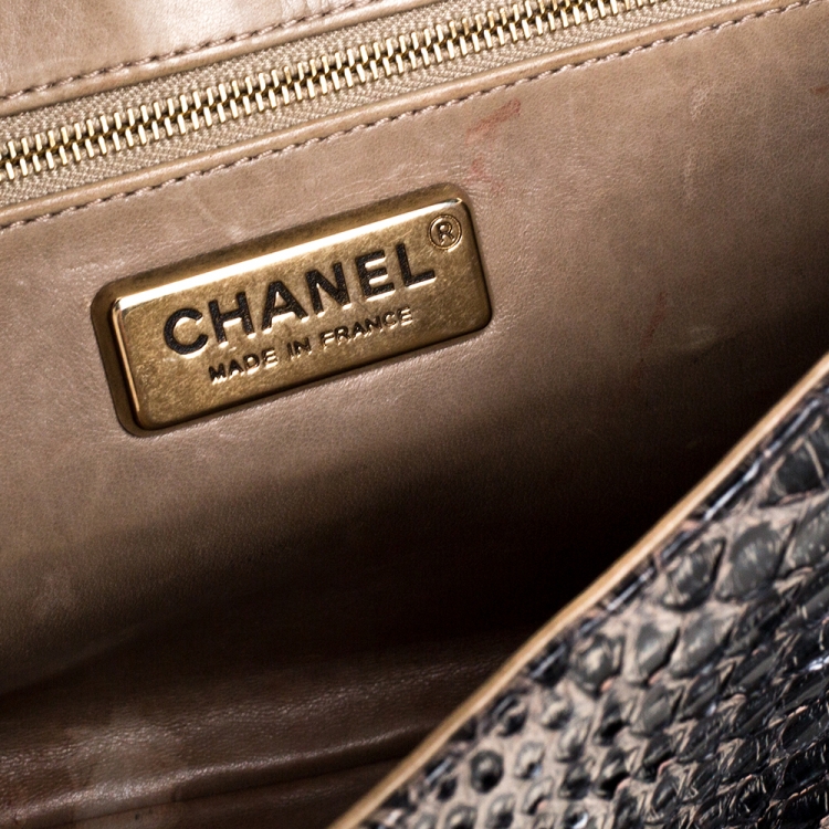 Pre Owned Chanel Black Crocodile and Python 2.55 Reissue Flap Bag