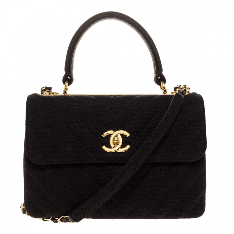 Chanel Black Quilted Jersey Small Coco Top Handle Bag Chanel | The Luxury  Closet