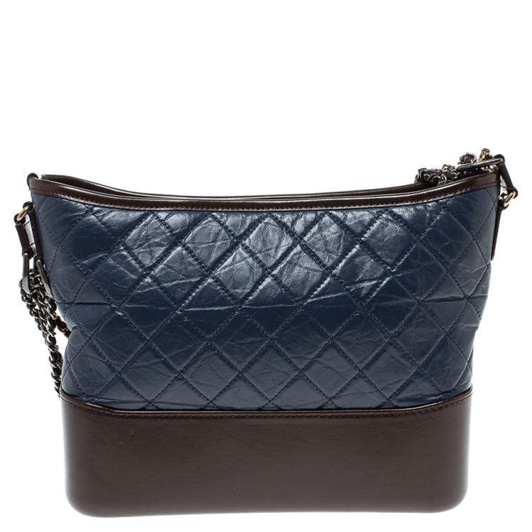 Pre Owned Chanel Blue/Brown Leather Gabrielle Hobo 